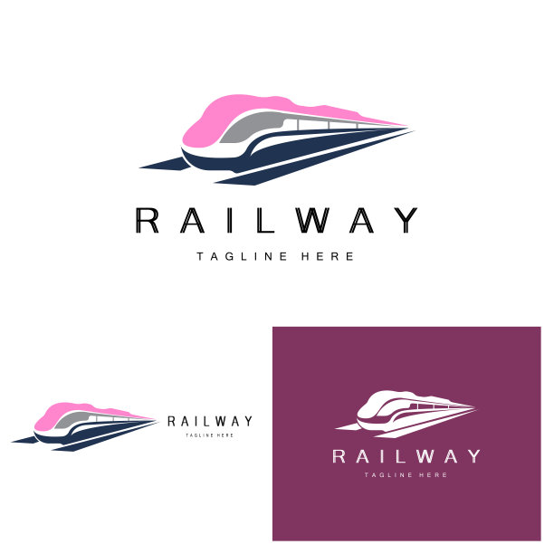 列车标志设计。快速列车轨道矢量，快速运输车辆插图，设计适合机车铁路公司陆地运输和快速交付图片下载