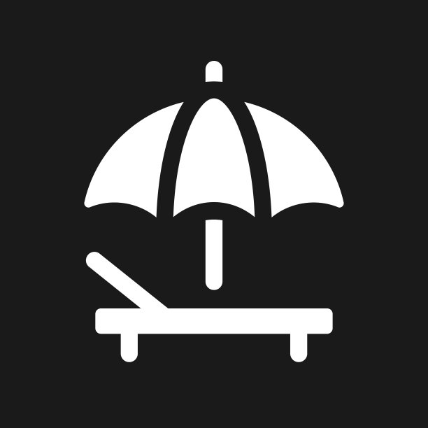 日光浴海滩区域黑暗模式字形ui图标图片下载