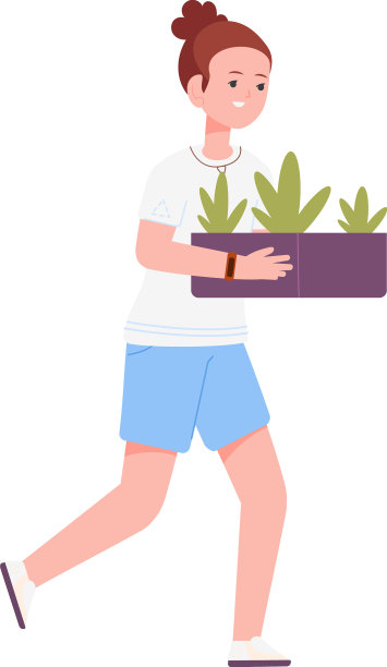 女孩在箱子里抱着秧苗和豆芽图片下载