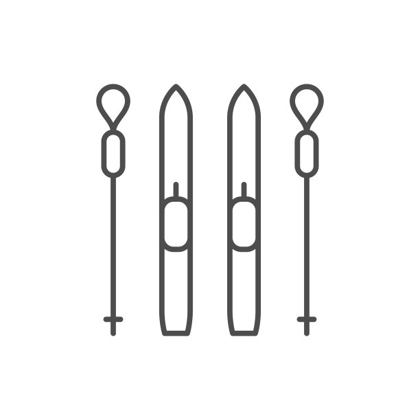 滑雪与杆线图标图片下载