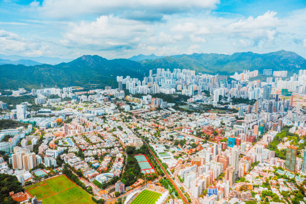 无人机视角下的香港城市风光图片下载