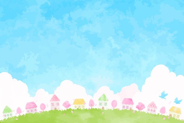 simple　spring　town　background　illustration　2图片下载