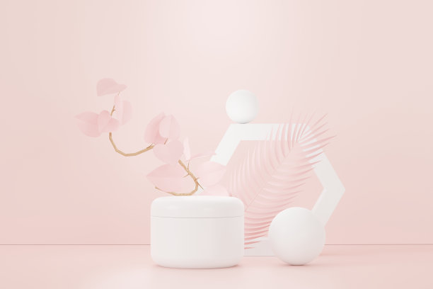 空白化妆品，护肤品或包装的三维渲染模拟。美容皂和水疗概念。乳液油滋润皮肤健康。高端奢华的品牌设计。图片下载