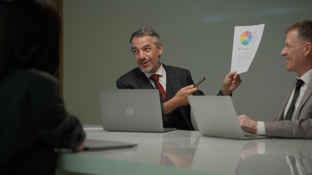 专业资深商务领导与同事团队在会议室进行交谈、聆听、头脑风暴、项目策划和准备，商务员工在会议室进行工作图片下载