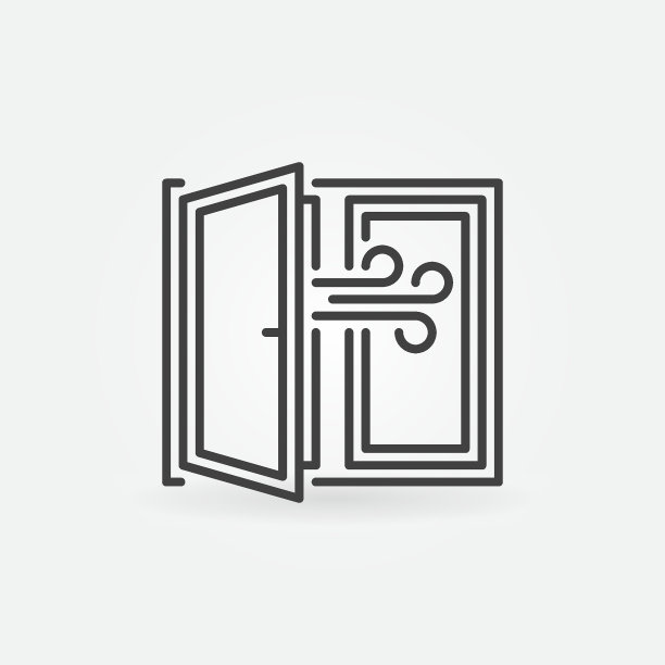 房间通风轮廓图标-打开窗口矢量概念符号图片下载