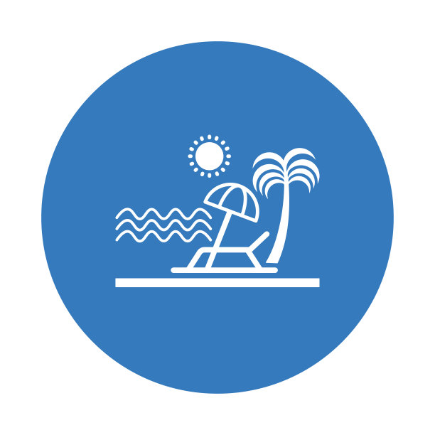 海滩图标。蓝色设计。图片下载