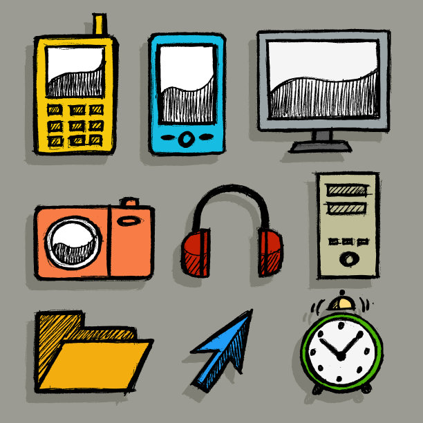 手绘电脑图标集图片下载