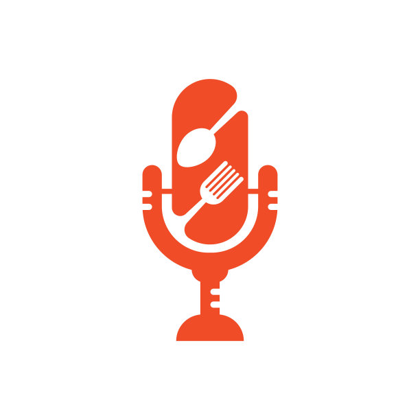 播客食品标志图标设计矢量。图片下载