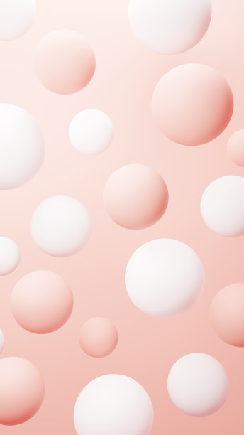 3 d演示。粉色背景上有多个白色和粉色球体。背景材料。(垂直)图片下载