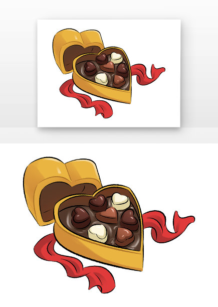 手绘情人节巧克力礼盒图片下载