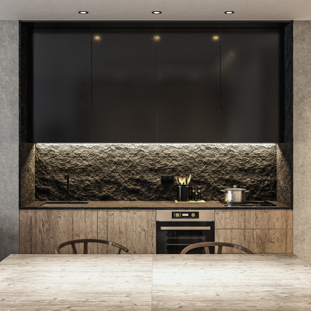 现代设计的小厨房和餐厅图片下载