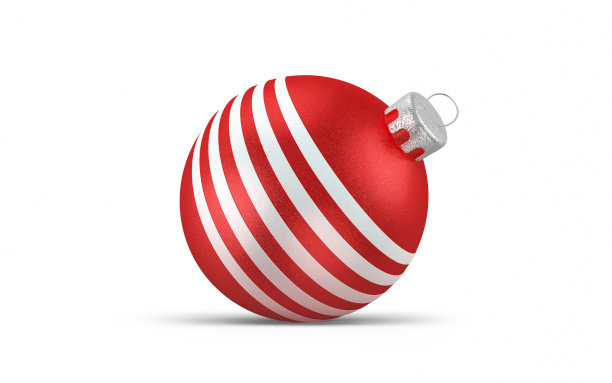 红色圣诞装饰品，修剪路径在白色背景图片下载