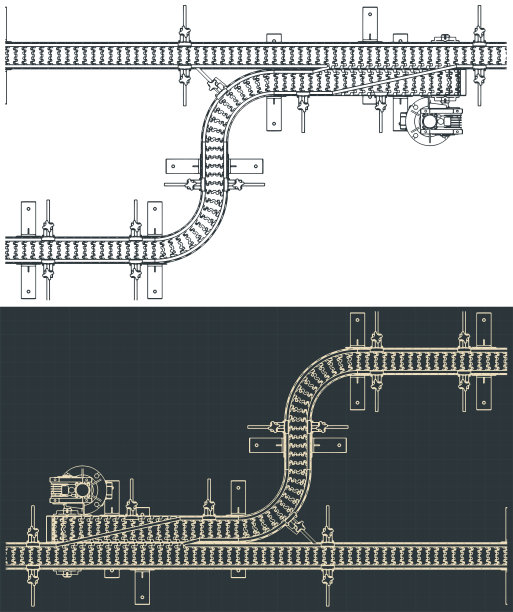 柔性链接输送机蓝图图片下载