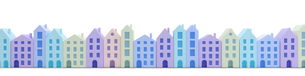 彩色的房子孤立在白色的背景上图片下载