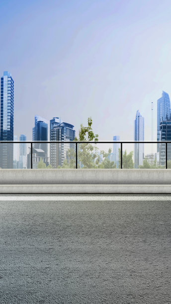 柏油路，现代建筑和摩天大楼图片下载