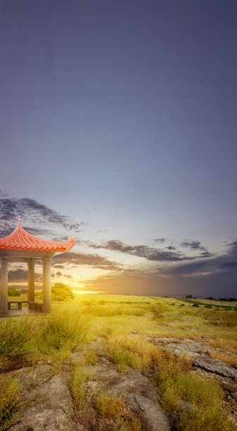 公园上的中国凉亭图片下载