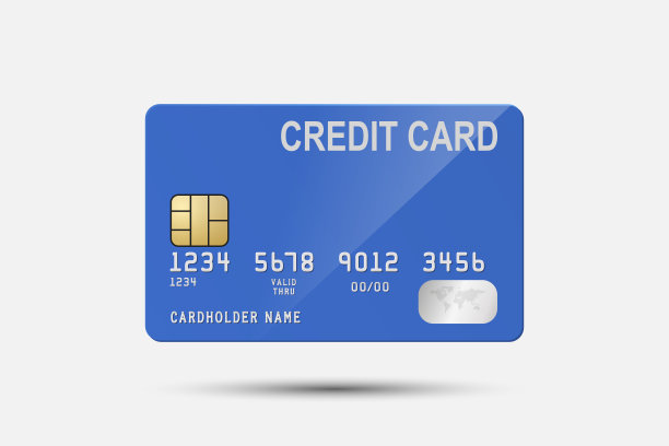 矢量3d现实蓝色信用卡隔离。设计模板的塑料信用卡或借记卡的模型，品牌。信用卡支付概念。前视图图片下载