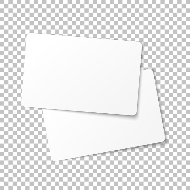 两个现实的名片模型的顶部视图。透明背景的空白参观卡。设计理念。矢量图图片下载