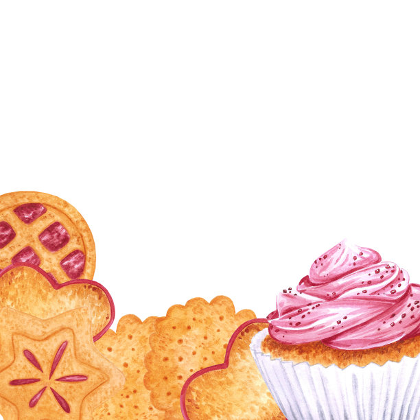 手绘水彩饼干框架。圣诞和新年的象征，装饰元素。剪贴簿，横幅，明信片。图片下载