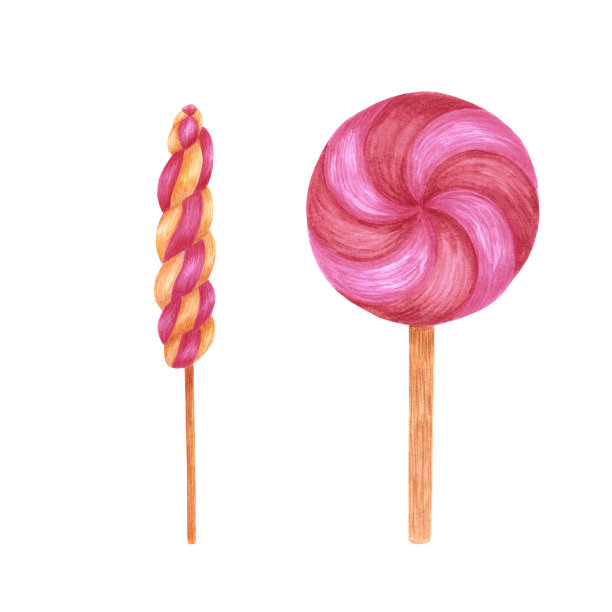 手绘水彩糖果。圣诞和新年的象征，装饰元素。剪贴簿，海报，标签，横幅，明信片。图片下载