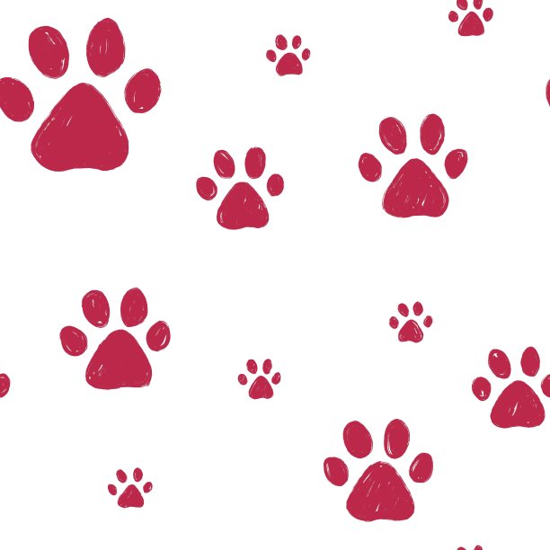 狗爪无缝的图案。猫爪手绘图案。图片下载