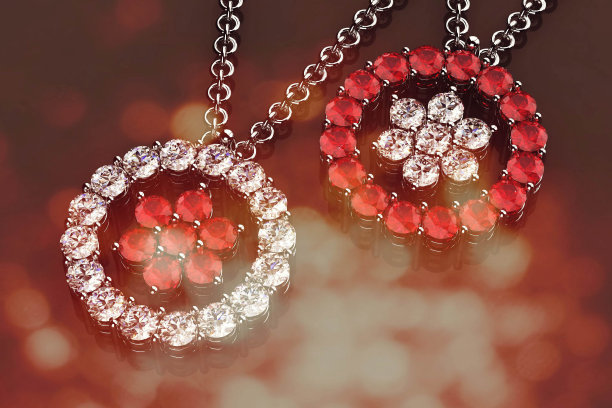 美丽的吊坠在白色背景。3d渲染图片下载