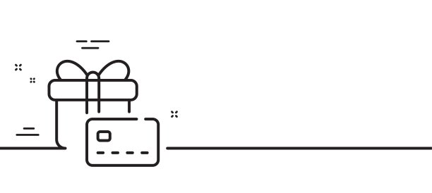 礼品卡线路图标。银行卡签名。向量图片下载