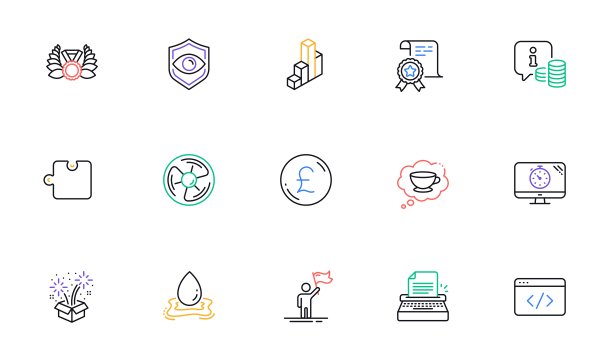 打字机，烟花和眼睛检测线图标的网站，打印。为设计。向量图片下载