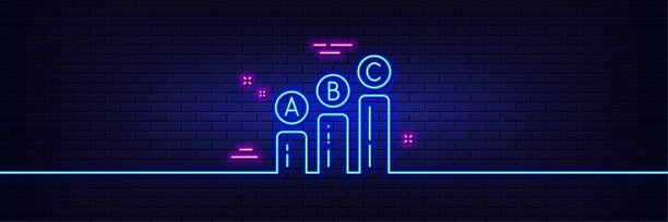 图表线条图标，柱状图标志，霓虹灯光效矢量素材图片下载