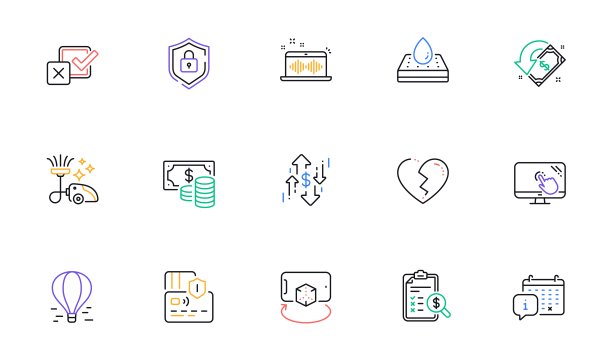 盾牌，增强现实和吸尘器线图标的网站，打印。为设计。向量图片下载