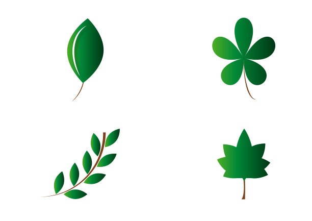 叶图标设计矢量插图。叶子图标矢量概念的自然，农业和农场业务。绿色树叶标志，图标，标志和符号矢量设计说明。图片下载