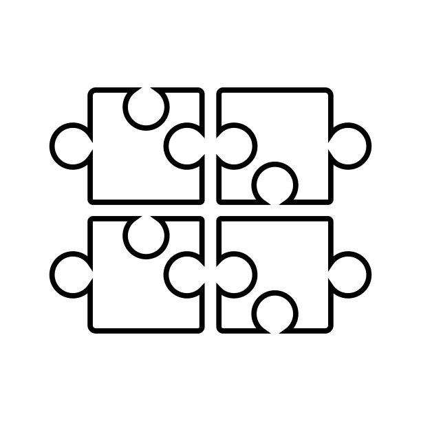 拼图，思维游戏线性图标，轮廓矢量图片下载