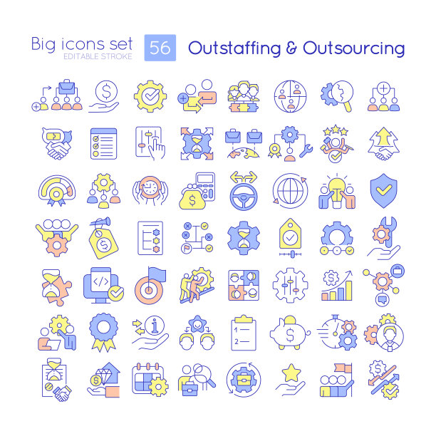 外包和外包RGB颜色图标集图片下载