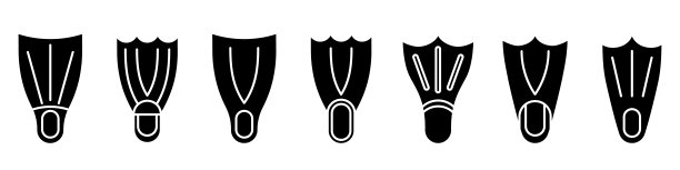 鳍状肢图标。Flipper矢量图标。黑色脚蹼图标图片下载