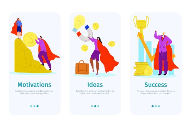 商务手机网站集，矢量插画。人、男、女英雄人物以卡通企业团队合作的理念。为事业而工作图片下载