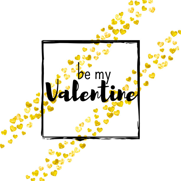 情人节促销卡。手工制作的庆祝亮点。浪漫的框架。黄色艺术插画。情侣复古代金券。金婚旗。黄金情人节特惠卡。图片下载