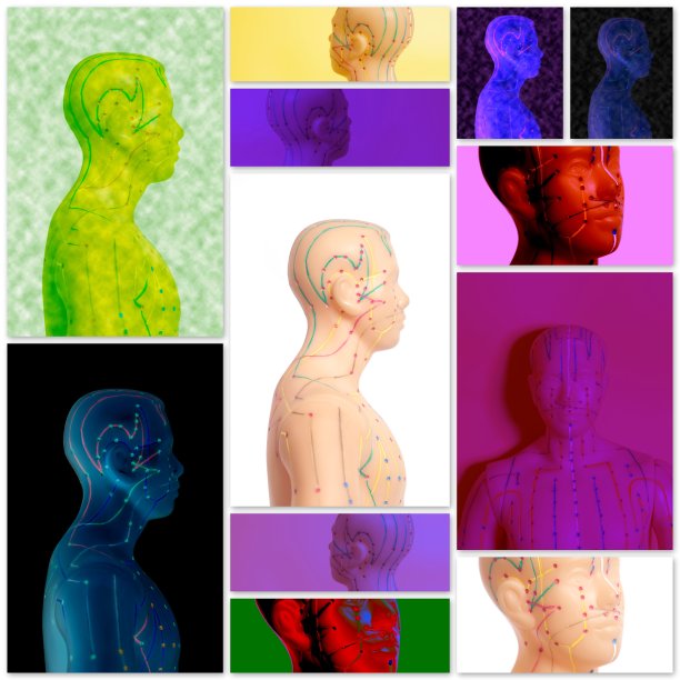 人体不同姿势的医学针灸模型图片下载