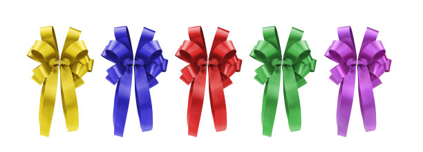 一套礼品蝴蝶结孤立的白色背景。图片下载