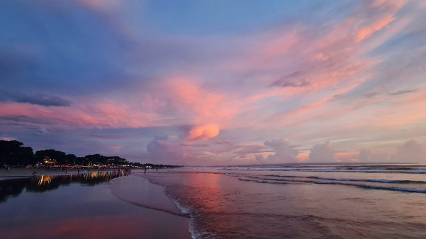印尼巴厘岛库塔海滩日落图片下载
