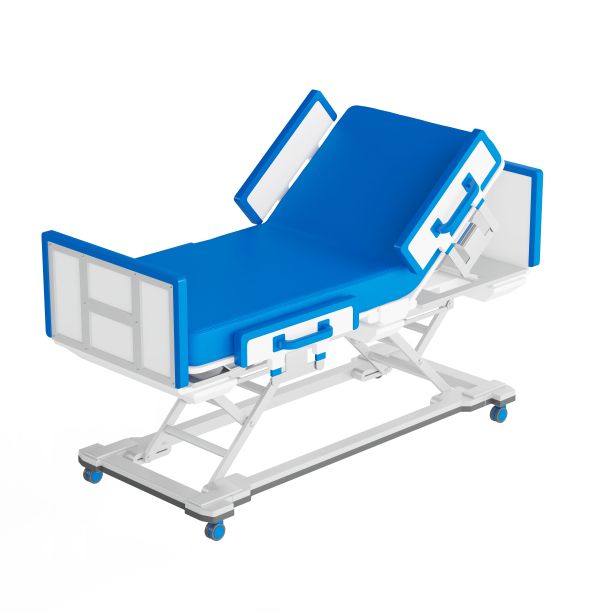 一张隔离在白色背景上的医院病床的3d插图图片下载