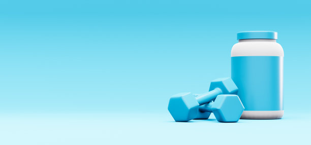 蛋白粉罐和哑铃图片下载