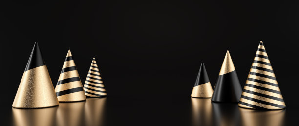 现代潮流黑色和金色圣诞/新年背景- 3D插图图片下载