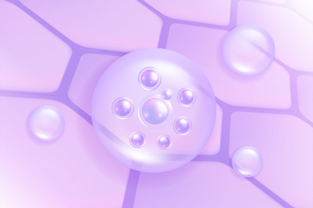 透明质酸头发和皮肤解决方案广告，紫色胶原蛋白精华滴入皮肤细胞与化妆品广告背景准备使用，插图载体。图片下载