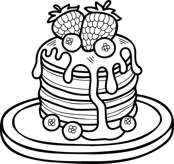 手绘蜂蜜草莓煎饼插图图片下载