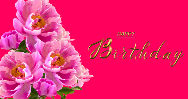 3d插图的生日卡片与鲜花，也可以用作横幅或传单图片下载