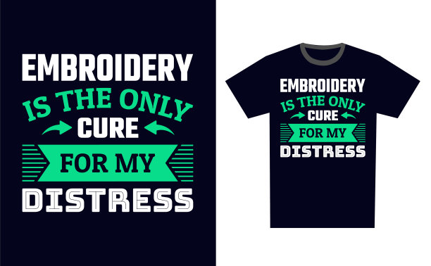 刺绣T恤设计模板矢量图片下载