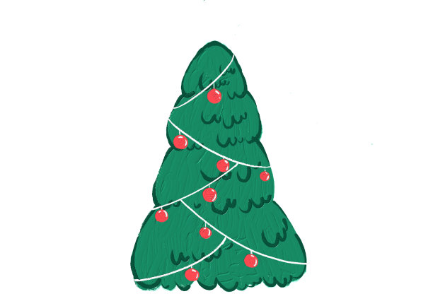 手绘油笔画圣诞树与星孤立在png或透明背景。图形资源的新年，生日和豪华卡。图片下载