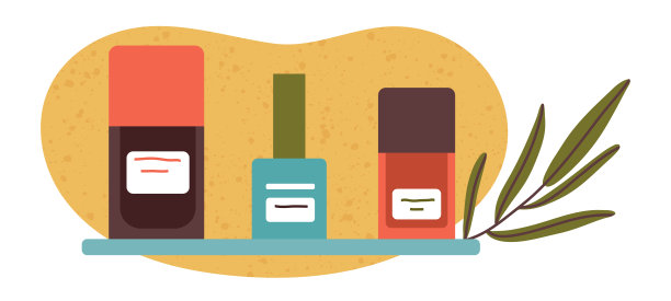 美甲工具，指甲护理美容配件。指甲油和指甲治疗平面矢量插图在白色背景图片下载