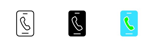 业务联系人设置图标。固定电话，圆形箭头，移动连接，24小时，7小时，24小时，外线，呼叫中心。矢量图标在直线，黑色和彩色风格的白色背景图片下载