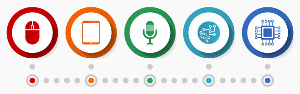 电脑矢量图标，技术平面设计网页按钮集，彩色信息图形模板图片下载